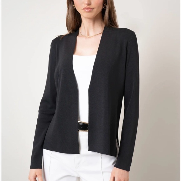 Cyrus Sweaters - Cyrus Black Open-Front Lightweight Cardigan